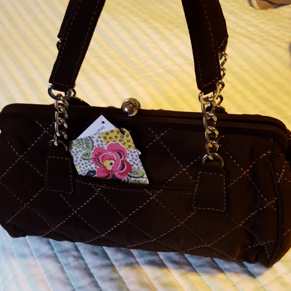 NWT Vera Bradley chain link handbag Espresso